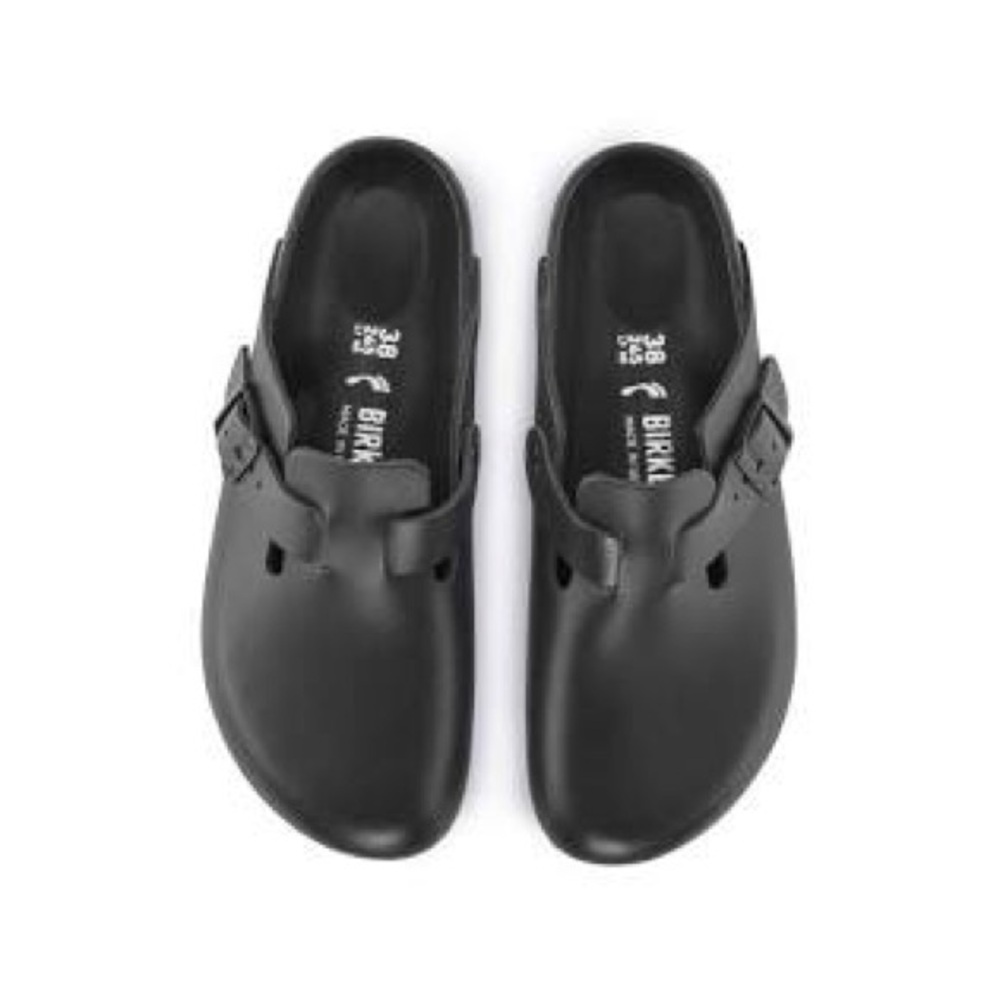 Birkenstock Black Exquisite Leather Clogs | Size 38
